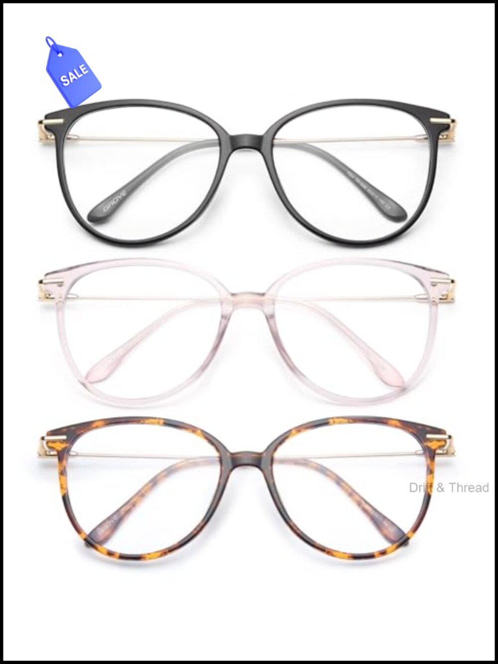 Round Blue Light Blocking Glasses Metal Frame UV400 Computer Eyewear 3 Pack